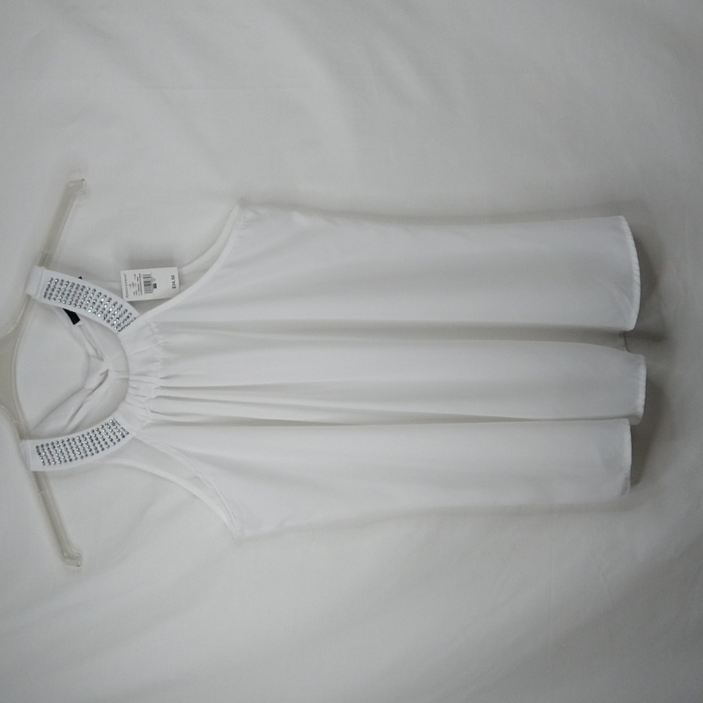 Ashley Stewart White Rhinestone Embellished Tunic Size:12
